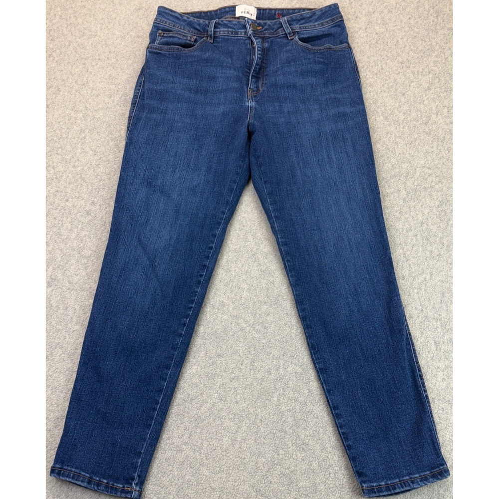 Sezane Denim Womens Straight Leg Jeans Dark Blue Stretchy Classic 5-Pockets 34